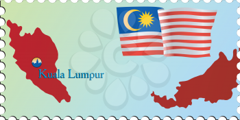Vector stamp with an image of map of Malaysia