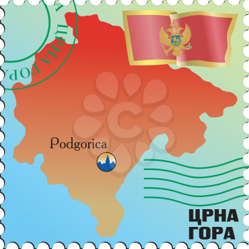 Vector stamp with an image of map of Montenegro