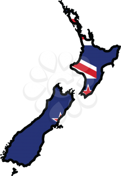An illustration of map with flag of New Zealand