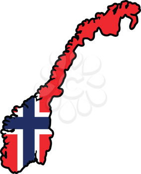 An illustration of map with flag of Norway
