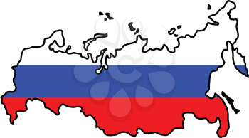 An illustration of map with flag of Russia