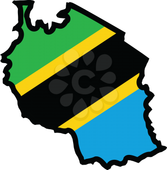 An illustration of map with flag of Tanzania