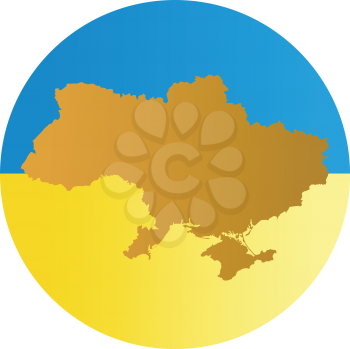 An illustration with button in national colours of Ukraine