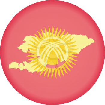 An illustration with button in national colours of Kyrgyzstan