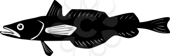 silhouette of the hake on white background