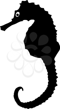 silhouette of the seahorse on white background
