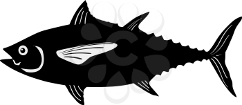 silhouette of the tuna on white background