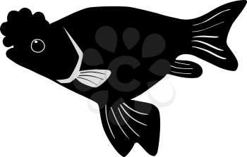 silhouette of the porkfish on white background