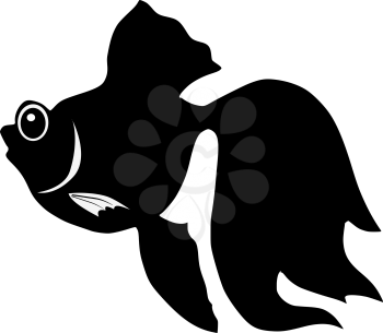 silhouette of the goldfish on white background