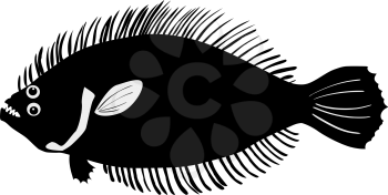 silhouette of the flounder on white background