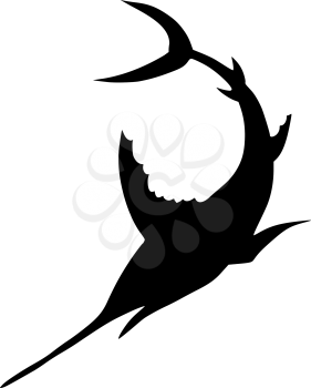 silhouette of the sword fish on white background