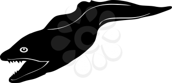silhouette of the moray eel on white background