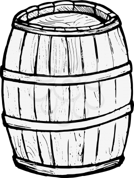 Old wooden barrel on the white background