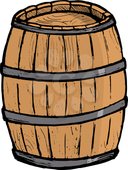 Old wooden barrel on the white background