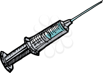 Syringe with needle on the white background