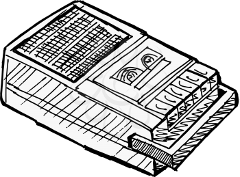 Illustration of compact tape recoder on white