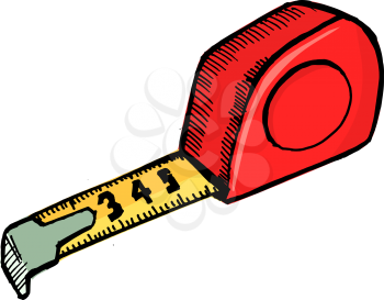 Illustration of an industrial tape measure on white