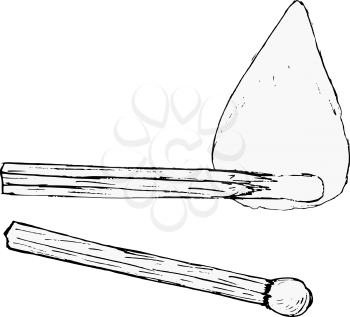 Hand drawn, vector, cartoon, sketch illustration of match sticks