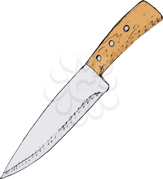 hand drawn, vector, sketch illustration of knife