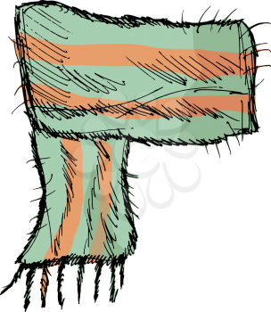 hand drawn, vector, sketch illustration of scarf
