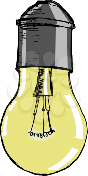 hand drawn, vector, cartoon image of light bulb
