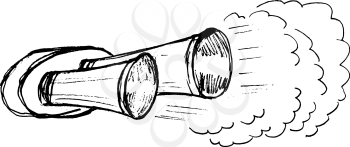 hand drawn, illustration of car exhaust pipe