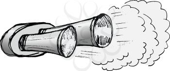 hand drawn, illustration of car exhaust pipe