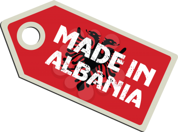 vector illustration of label with flag of Albania