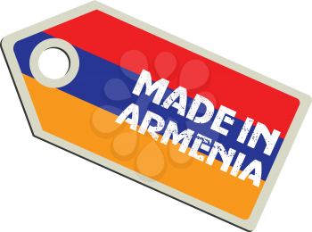 vector illustration of label with flag of Armenia