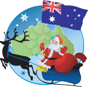 Santa Claus with flag of Australia