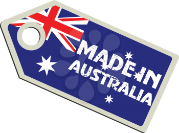 vector illustration of label with flag of Australia