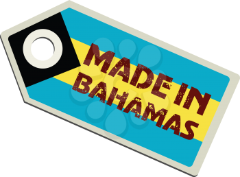 vector illustration of label with flag of Bahamas
