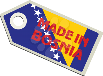 vector illustration of label with flag of Bosnia