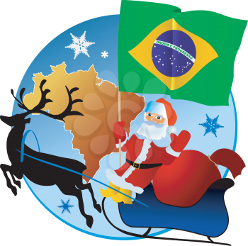 Santa Claus with flag of Brazil