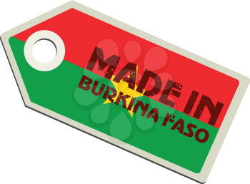 vector illustration of label with flag of Burkina Faso