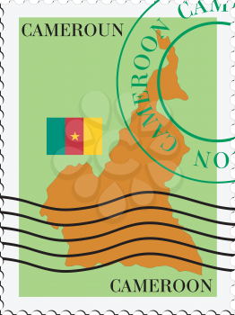 Image of stamp with map and flag of Cameroon