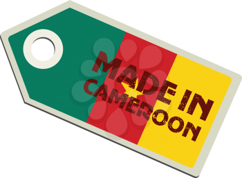 vector illustration of label with flag of Cameroon