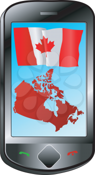 Mobile phone with flag and map of Canada