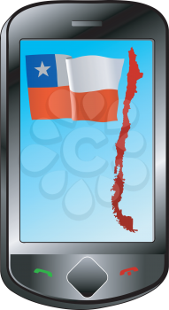 Mobile phone with flag and map of Chile