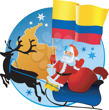 Santa Claus with flag of Colombia