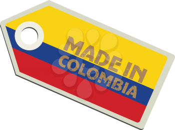 vector illustration of label with flag of Colombia