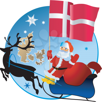 Santa Claus with flag of Denmark