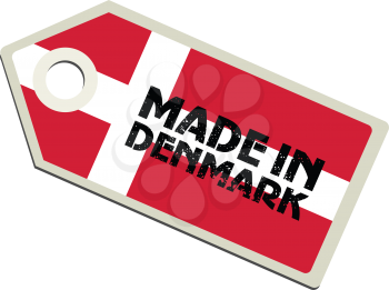 vector illustration of label with flag of Denmark