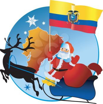 Santa Claus with flag of Ecuador