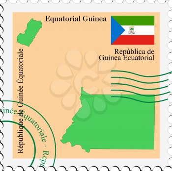Image of stamp with map and flag of Equatorial Guinea