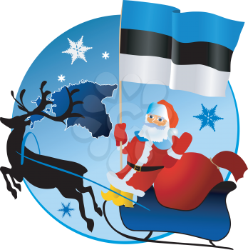 Santa Claus with flag of Estonia