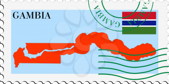 Image of stamp with map and flag of Gambia