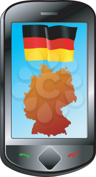Mobile phone with flag and map of Germany