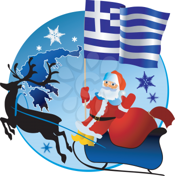 Santa Claus with flag of Greece
