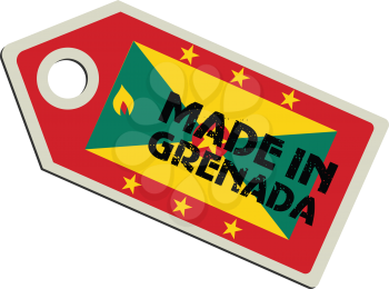 vector illustration of label with flag of Grenada